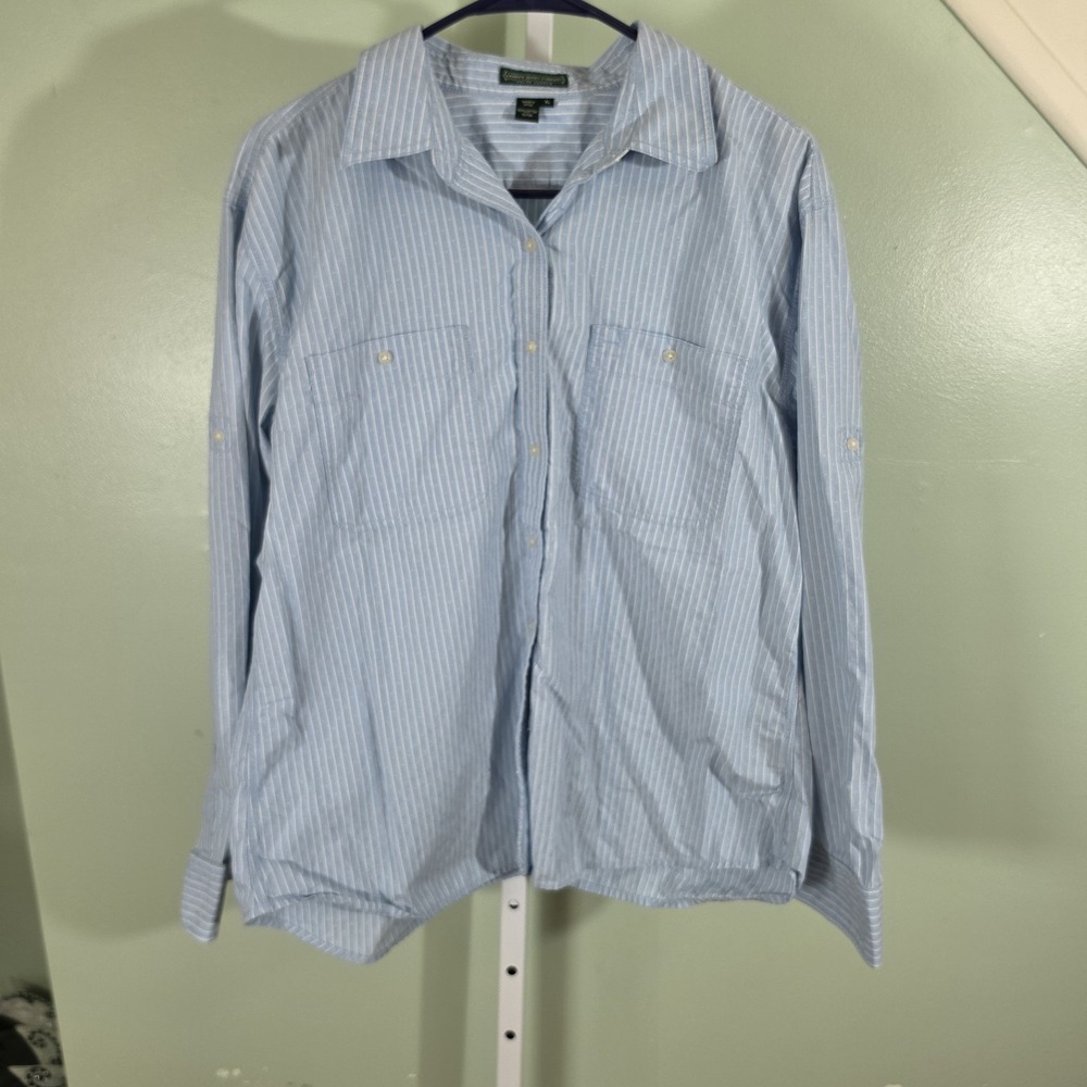 Lauren Jean Company Ralph Lauren Tab-Sleeve Striped‎ Cotton Button Down Shirt XL